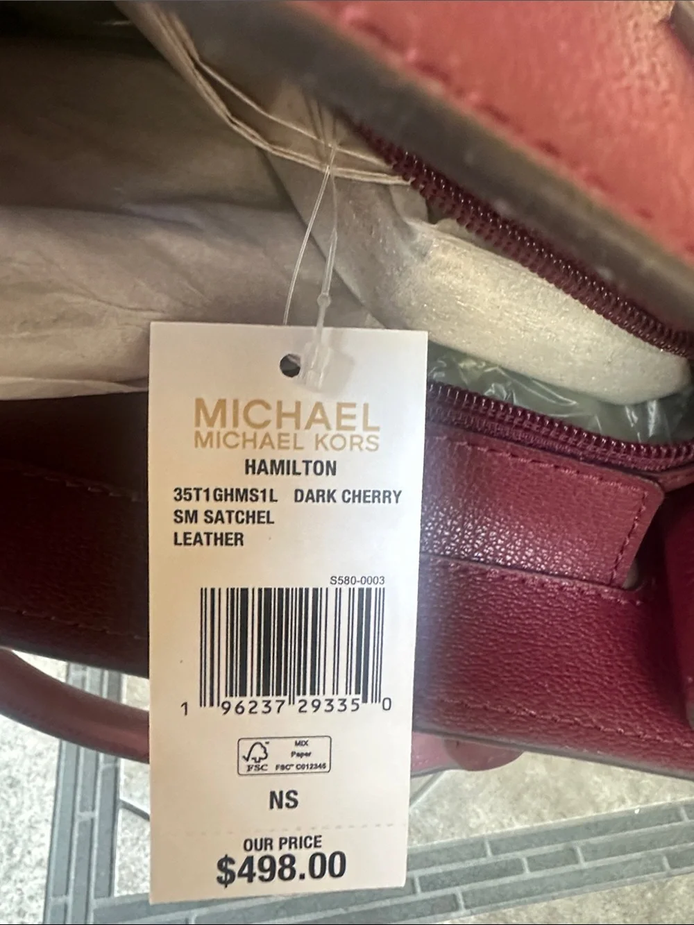 Michael Kors Hamilton Small Satchel Shoulder Crossbody Bag Dark Cherry COLOR